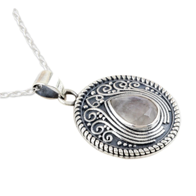 Wunderschöne Halskette mit Anhänger aus Regenbogen-Mondstein, 925er Sterlingsilber, natürlicher Feuer-Regenbogen-Mondstein, Geschenk für Sie, Geburtstagsgeschenk