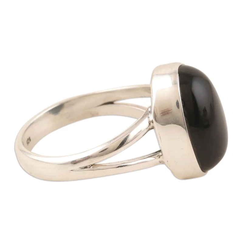 Onyx-Ring aus Sterlingsilber, Statement-Ring, handgefertigter Ring, Damen-Silberring, Geschenk für sie
