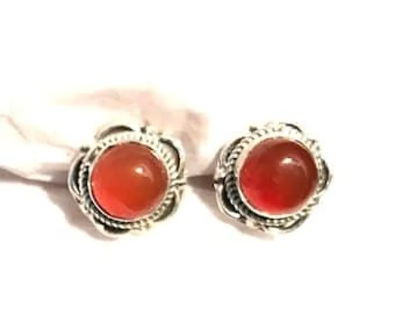 Ronde Designer Carneool Oorknopjes Minimalistische Oranje Oorbellen 925 Sterling Zilveren Oorbellen Vrolijk Cadeau Voor Haar Alledaagse Knopjes Augustus Verjaardagscadeau