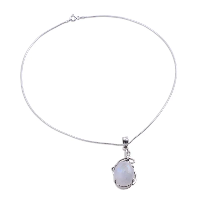 Sterling Zilveren en Regenboog Maansteen Ketting Maansteen Sieraden Natuurlijke Vuur Regenboog Regenboog Maansteen