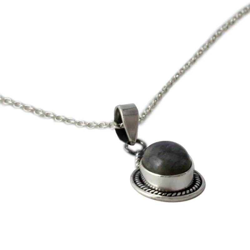 Ovale Labradorit Edelstein und 925 Sterling Silber Anhänger Halskette Schmuck Boho Zierlicher Labradorit Schmuck Geschenk für Sie