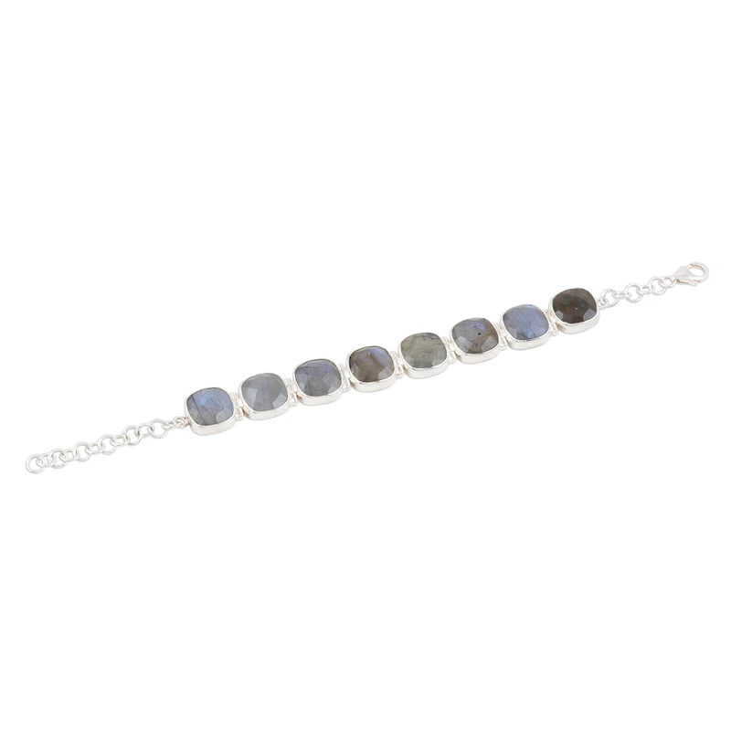 Viereckig facettiertes Labradorit-Armband aus 925er Sterlingsilber, Geburtstagsgeschenk für sie, bezaubernder Schmuck, Valentinstagsgeschenk für sie