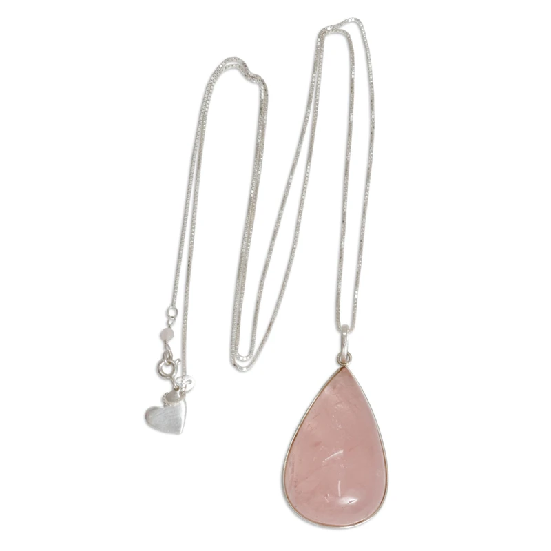 Will of Love 925 Sterling Silber Anhänger Halskette mit Rosenquarz Halskette für Frauen Handgemachte Boho Halsketten Geschenke für Sie