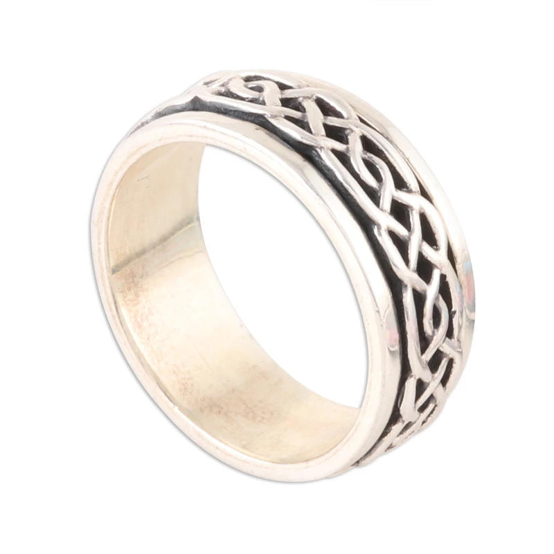 Keltisches Muster Sterlingsilber Spinner Ring aus Indien Handgemachter Ring Silberschmuck Böhmischer Zarter Ring Geschenk für Sie Geschenkartikel