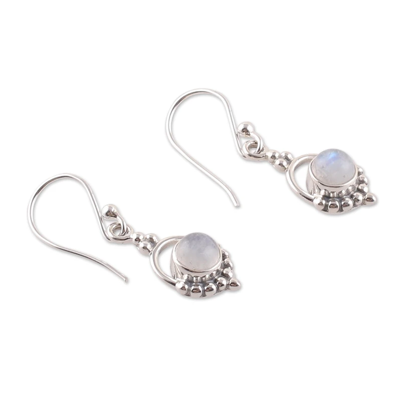 Regenbogen-Mondstein-Ohrringe 925 Sterling Silber Ohrring Handgemachter Edelstein-Ohrring Geschenk Für Sie Boho Ohrring