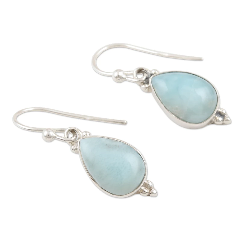 Larimar und Sterlingsilber Ohrringe Baumeln Ohrringe Edelstein-Ohrringe Handgemachte Damen Hochzeitsohrringe Geschenk Für Sie