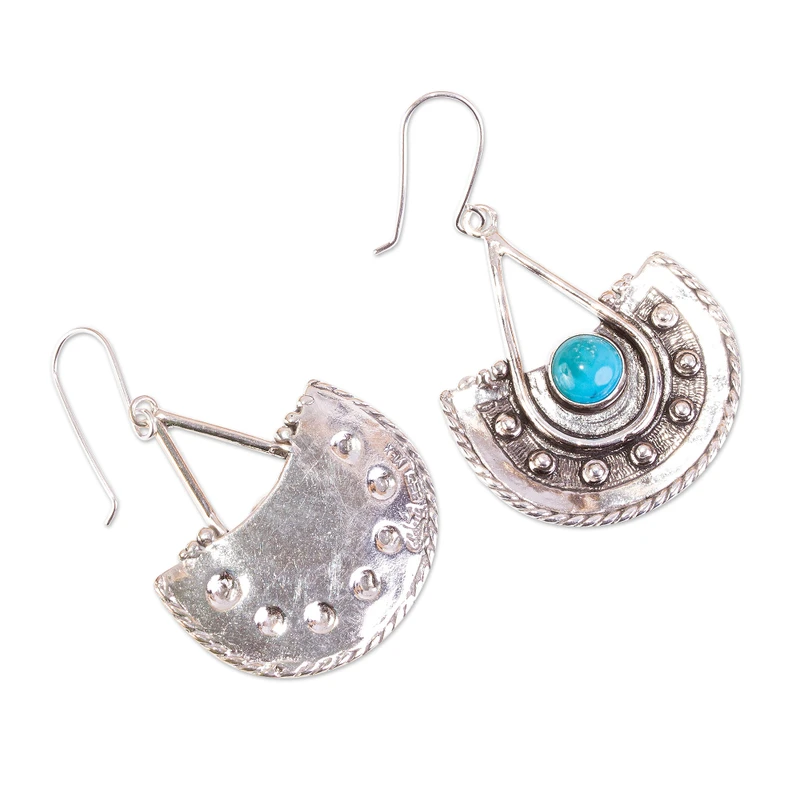 Ohrhänger aus 925er Sterlingsilber mit Türkis, Boho, zarte Edelstein-Ohrringe, handgefertigter Schmuck aus 925er Silber, Geschenk für sie