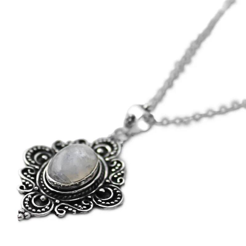 Eleganter Spiegel Regenbogen Mondstein Sterling Silber Anhänger Halskette Blauer Feuer Regenbogen Mondstein Geschenk für Sie und Mama