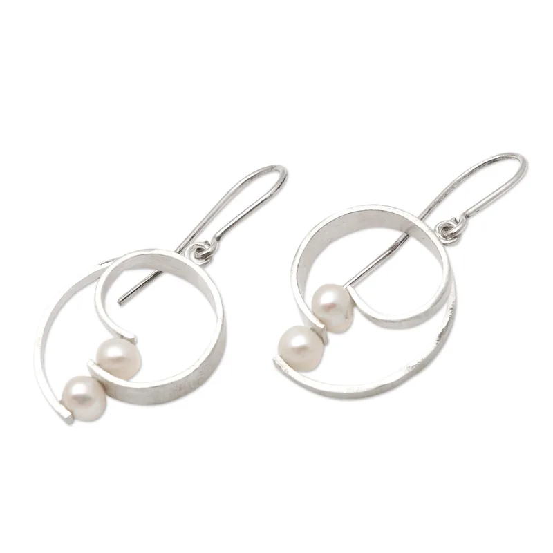 Ohrringe aus Sterlingsilber und Zuchtperlen Damenschmuck Boho-Ohrringe Handgefertigte Edelstein-Ohrringe Hochzeitsschmuck Geschenk für sie