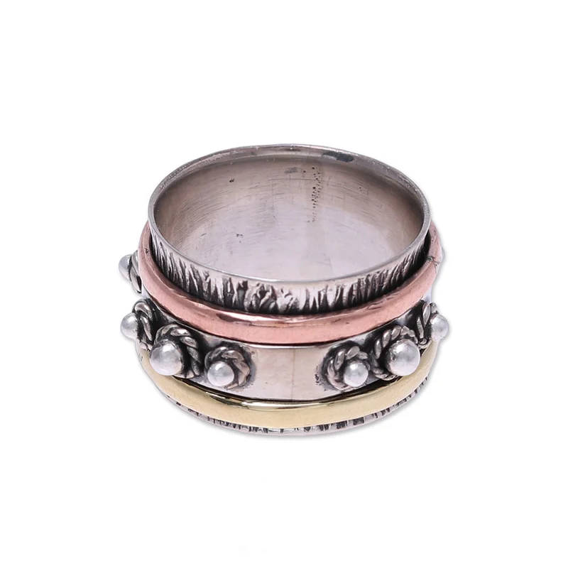Handgefertigter Sterling Silber Spinner Ring Handgemachter Ring Silberschmuck Böhmischer Zarter Ring Geschenk für Sie