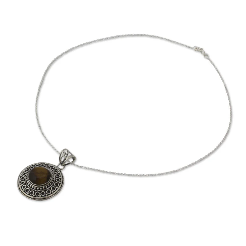 Power Gems Tigerauge Anhänger Halskette Echte Edelstein Halskette 925 Sterling Silber Böhmischer Schmuck Geschenk für Sie