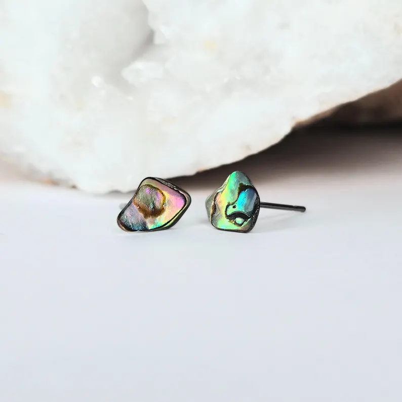 925 Sterling Silber Abalone-Muschel Ohrstecker Zierliche Abalone-Ohrringe Böhmischer Schmuck Geschenk für sie & Schwester