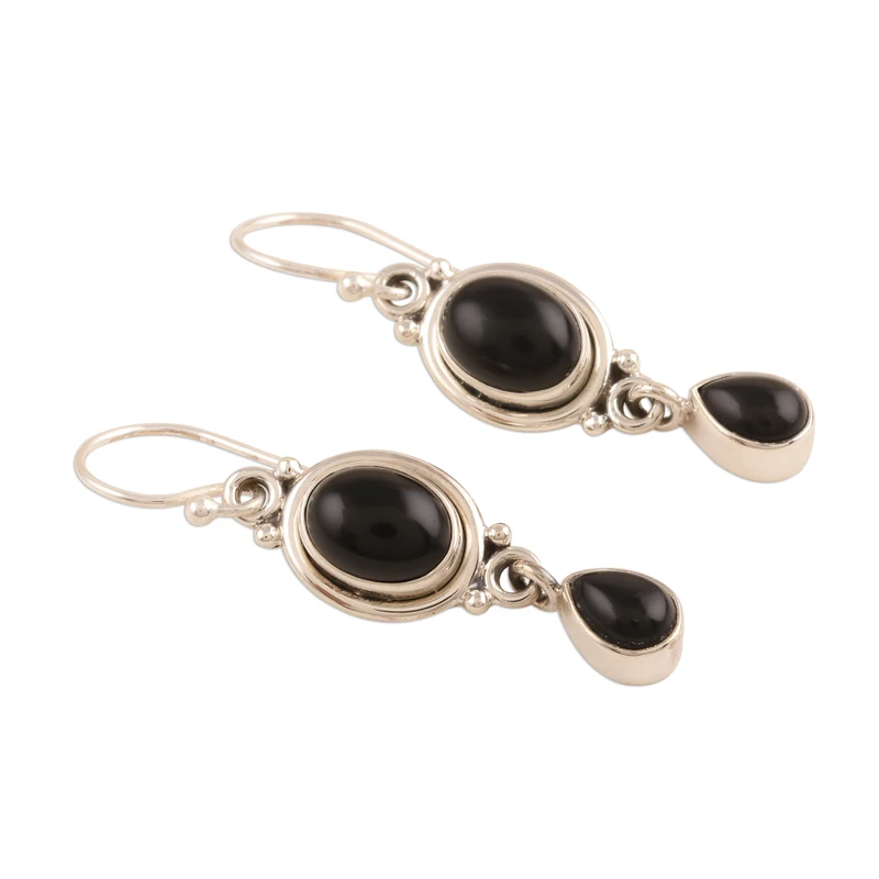 Handgefertigter Schmuck Sterling Silber und Onyx Ohrringe Damen Handgemachte Ohrringe Geschenke für Mama & Sie Böhmischer Schmuck