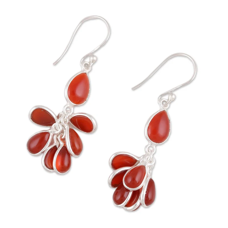 Karneol Ohrhänger 925 Sterling Silber Edelstein Ohrringe August Geburtsstein Geschenk für Sie und Mama