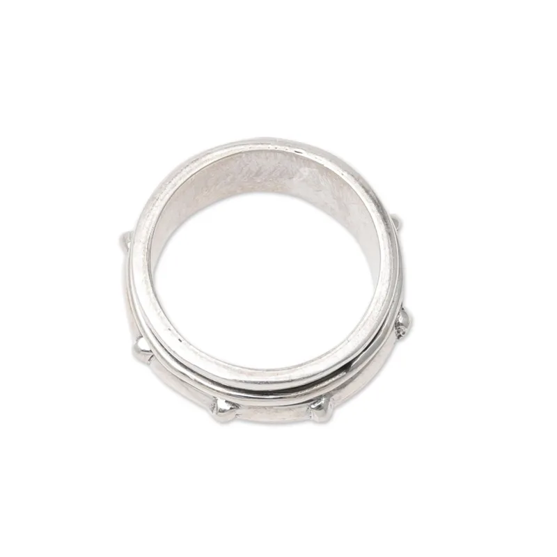 Handgefertigter Sterling Silber Spinner Ring aus Indien Handgemachter Ring Silberschmuck Böhmischer Zarter Ring Geschenk für Sie Geschenkidee