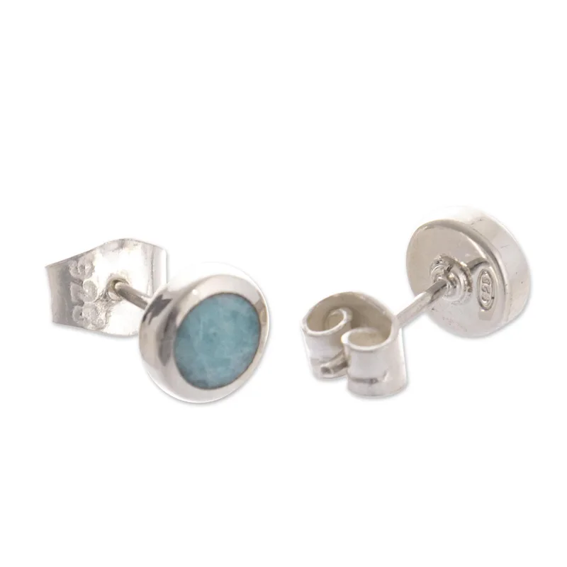 Handcrafted Amazonite Stud Earrings 925 Sterling Silver Everyday Studs Earring Bohemian Dainty Jewelry Gift For Her