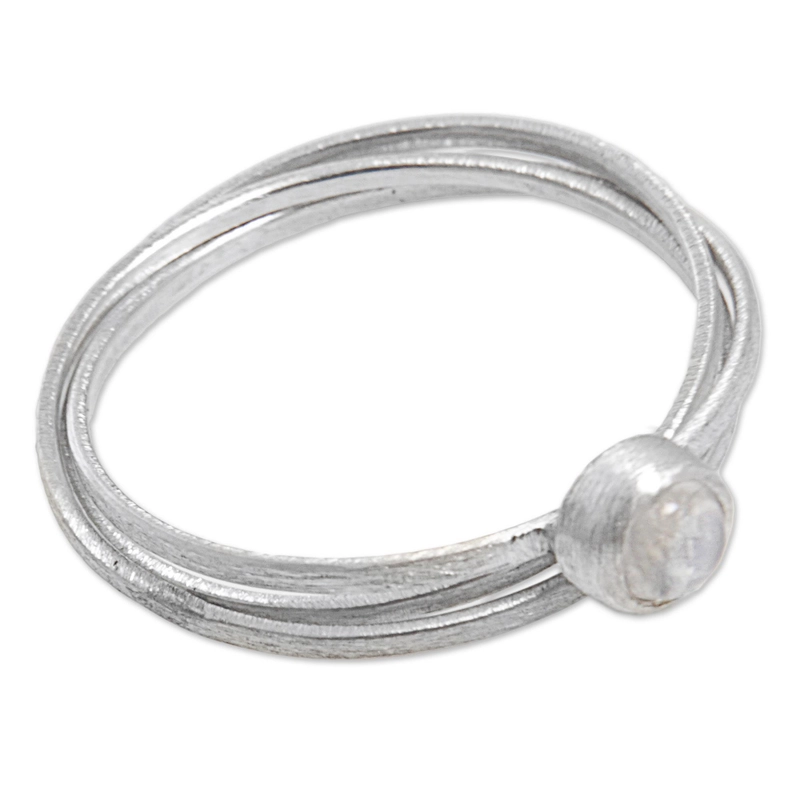 Regenbogen-Mondstein und Sterlingsilber Solitärring 925er Sterlingsilber Geschenk für sie & Mutter