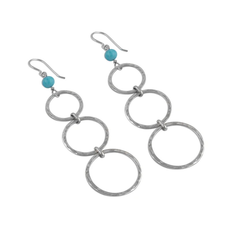 Amazonit Perlen und Sterling Silber Ohrhänger Damen Schmuck Boho Ohrringe Handgemachte Edelstein Ohrringe Hochzeitsschmuck Geschenk für Sie