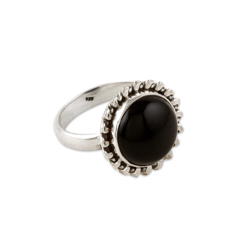 925 Silber Cocktailring mit schwarzem Onyx-Stein Sterling Silber Statement Ring Handgemachter Ring Damen Silberring Geschenk für Sie