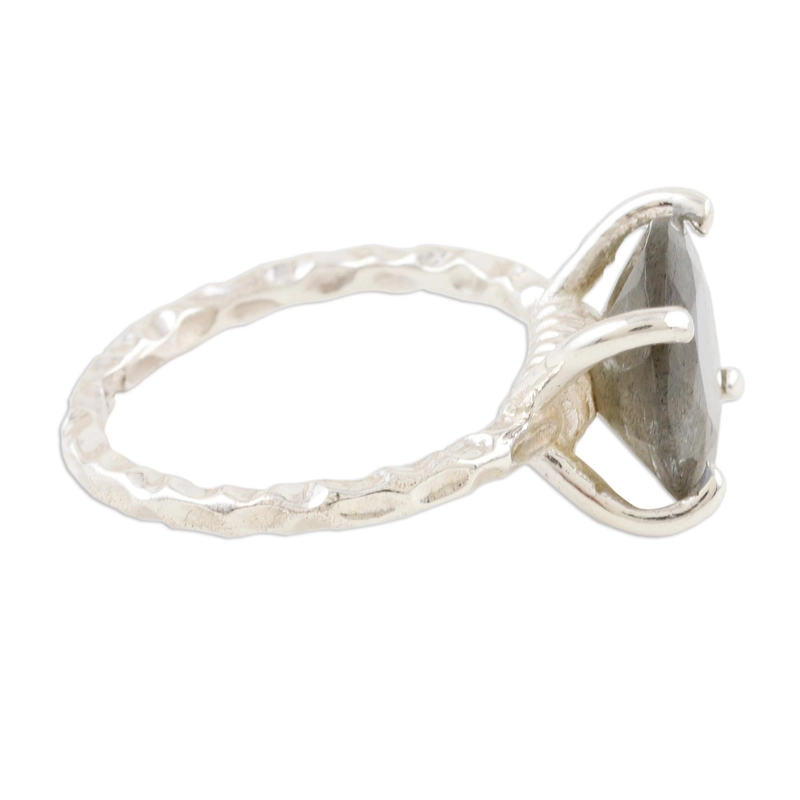 Runder Labradorit-Ring 925 Handgemacht Designer 925 Sterling Silber Geschenk für Sie & Mama
