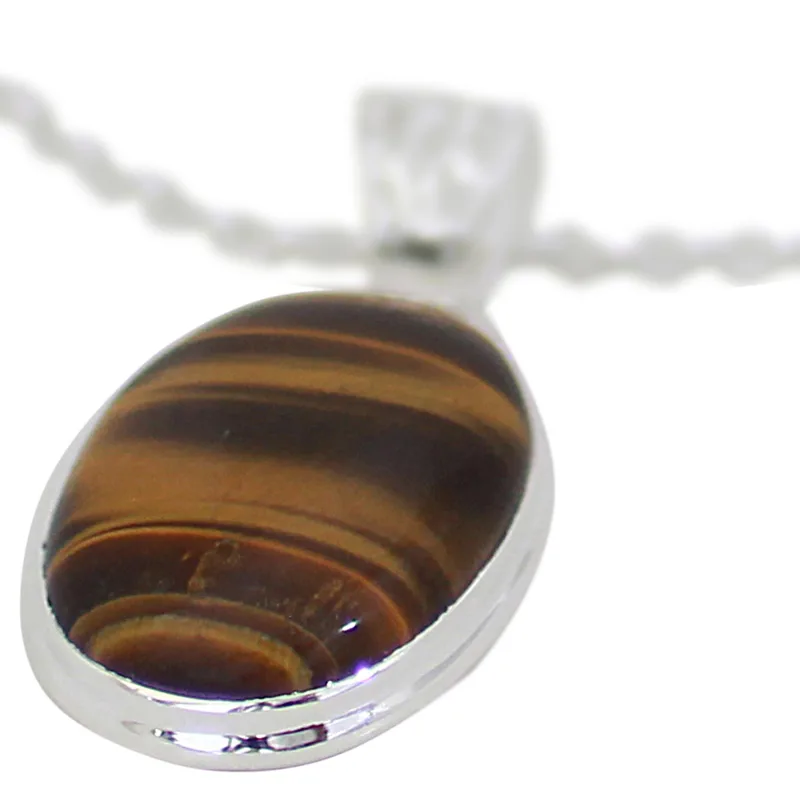 Hypnotic Feline 925 Sterling Silber und Tigerauge Anhänger Halskette Echte Edelstein Halskette Böhmischer Schmuck Geschenk für Sie Valentinstagsgeschenk
