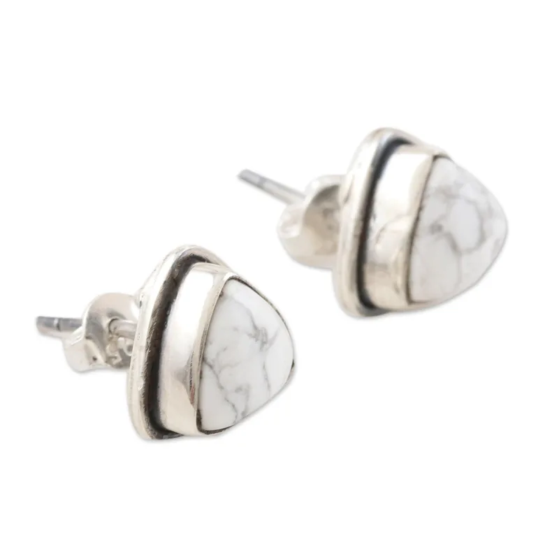 925 Sterling Silber Howlith Ohrstecker Boho Ohrstecker Handgemachte Edelstein Boho Zierlicher Schmuck Geschenk für sie
