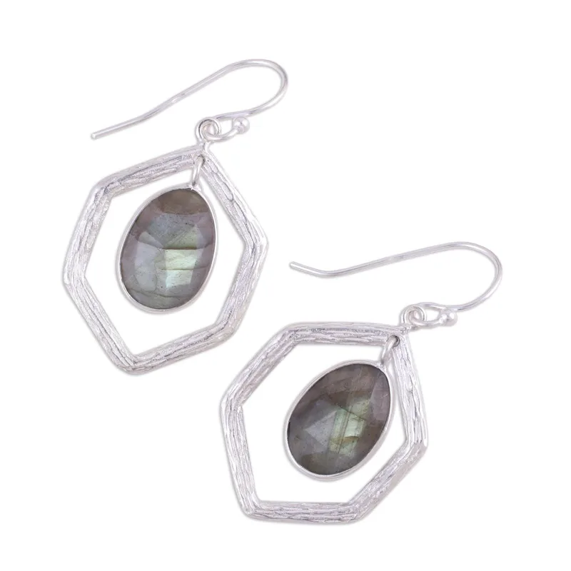925er Sterlingsilber-Ohrringe mit Labradorit Edelstein-Ohrringe Labradorit-Schmuck