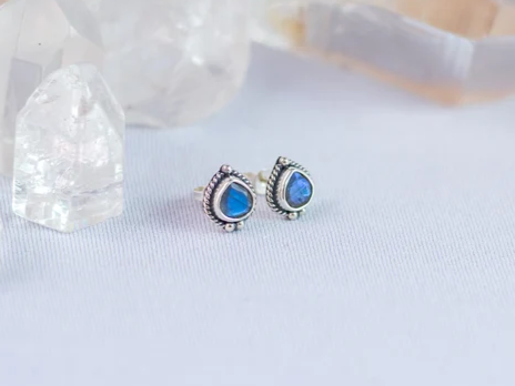 Labradorit Ohrstecker Sterling Silber Ohrringe Boho Ohrringe Edelstein Ohrstecker Kristall Ohrstecker Stein Silber Ohrstecker