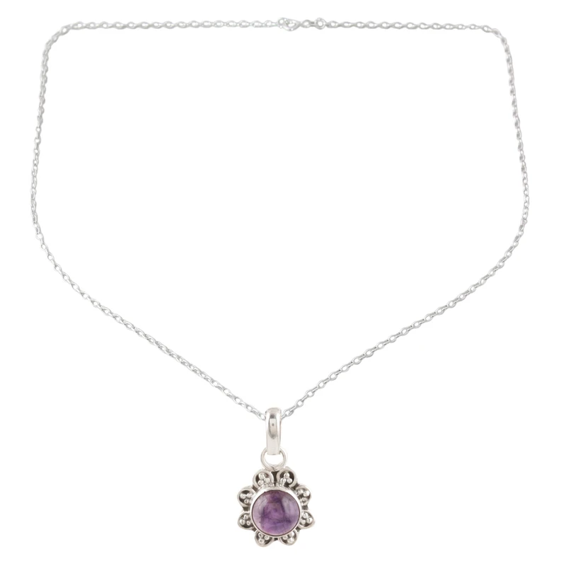 Handgefertigte Amethyst-Halskette 925 Sterling Silber Halskette Amethyst Edelstein-Halskette Statement-Halskette Amethyst Schmuck Geschenk für Frauen Geburtstagsgeschenk