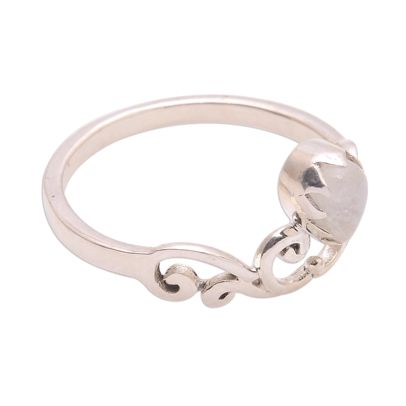 Mondstein Bandring Handgefertigt 925 Sterling Silber Cocktailring Geschenk für Sie & Mama