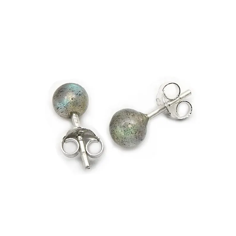 Labradorit Ohrstecker Rund Ohrstecker Labradorit Kleine Ohrstecker 925 Silber Schmuck Edelstein Ohrring Geschenk für Mama