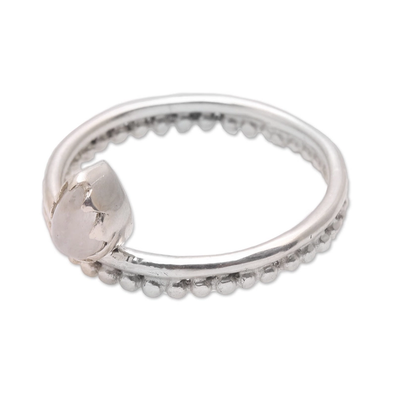 Handgefertigter Punkt-Mondstein-Ring Handgemacht aus 925 Sterlingsilber Geschenk für Sie & Mama