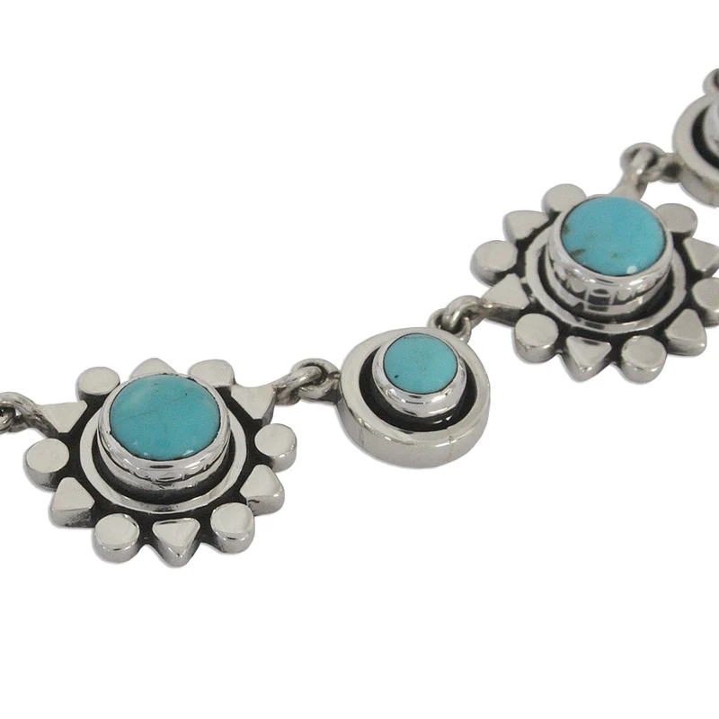 Handgemachte florale Sterlingsilber Natur Türkis Halskette 925 Sterlingsilber Anhänger Halskette Zarte Halskette Perfektes Muttertagsgeschenk Böhmischer Schmuck Geschenk für Sie