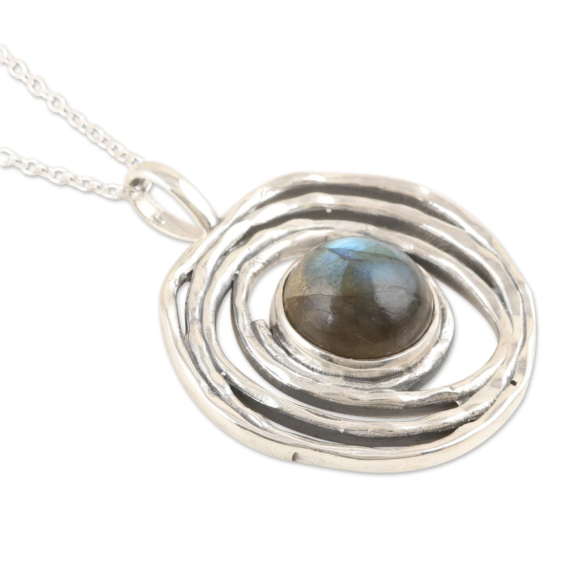 Modern Shield Labradorite Pendant Necklace 925 Sterling Silver Jewelry Dainty Labradorite Jewelry Gift For Her & Wife