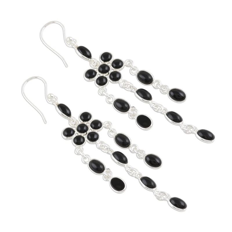 Onyx und 925er Sterlingsilber Ohrhänger Damen Handgemachte Ohrringe Geschenke Für Mama & Sie Böhmischer Schmuck