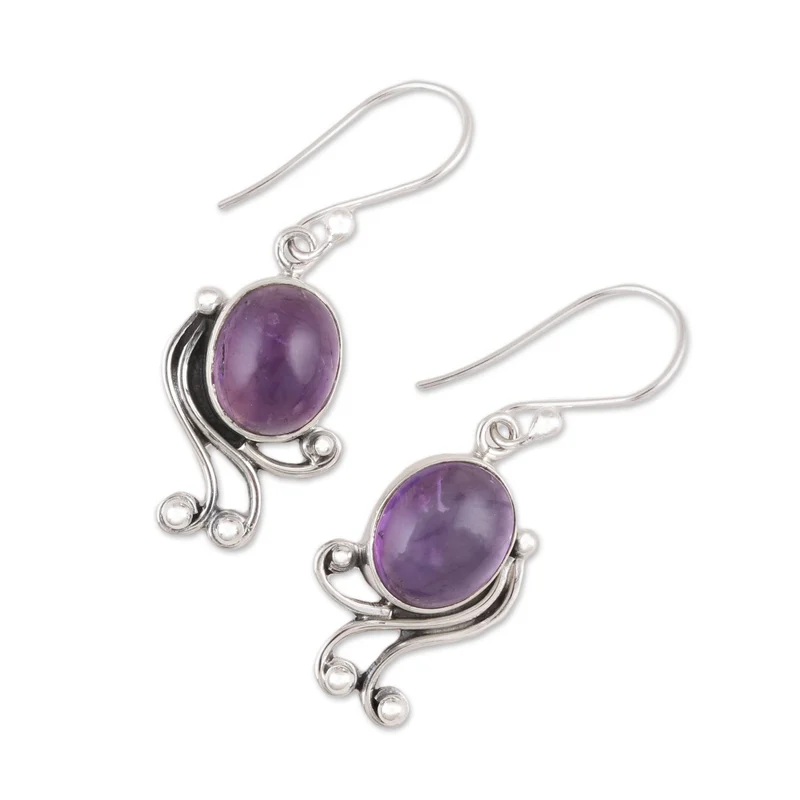 Handgefertigte 925 Sterling Silber Amethyst Ohrringe Handgemachte Ohrringe Geschenkartikel Geburtstagsgeschenk