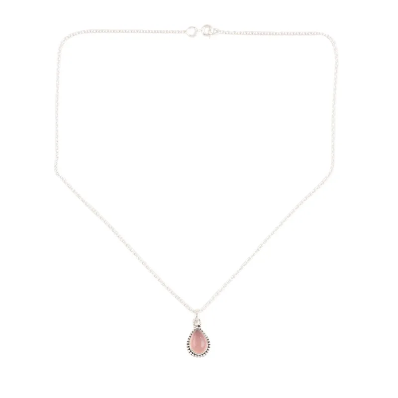 Pink Crush Rosenquarz Ohrring- und Halsketten-Set 925 Sterling Silber Halskette Rosenquarz Schmuck Januar Geburtsstein Geschenk Boho Halskette Geschenk für Sie