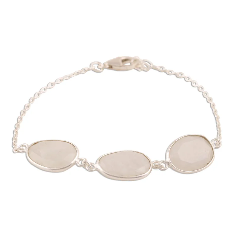 Regenbogen Glitzer Mondstein Gliederarmband 925 Sterling Silber Geburtstagsgeschenk für Mädchen Charm Schmuck Valentinstagsgeschenk für Sie Boho Schmuck
