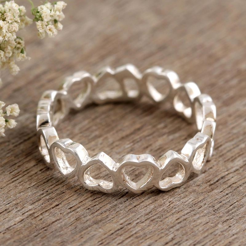 Herzband Handgemachter 925er Sterlingsilber Ring Geschenk für Sie