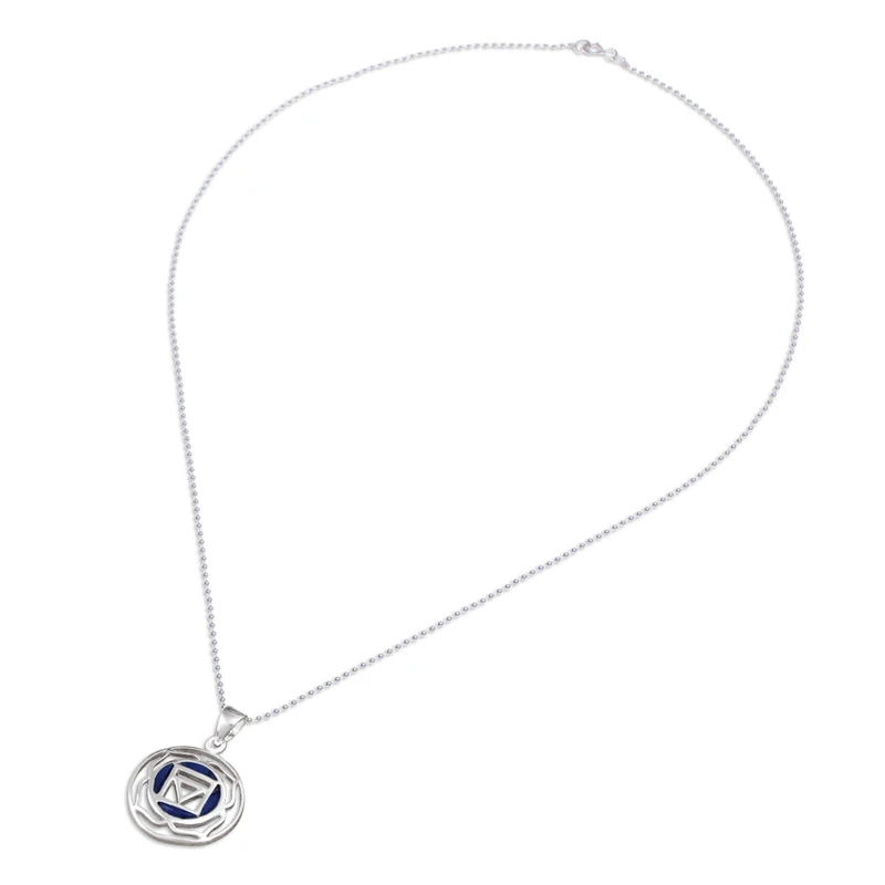 Inspirierende Lotus Halskette aus blauem Lapislazuli, 925 Sterling Silber Lapislazuli Schmuck, Handgefertigter Schmuck, Boho Halskette, Statement Kette, Geschenk für Sie, Geburtstagsgeschenk