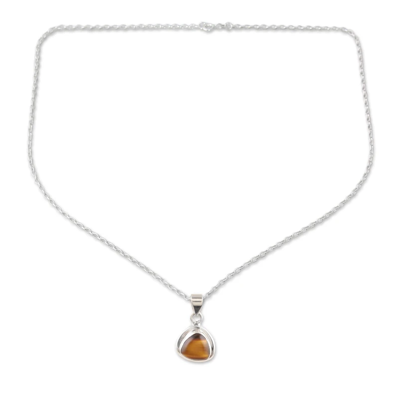 Courage Realm Tigerauge Anhänger Halskette 925 Sterling Silber Echter Edelstein Halskette Böhmischer Schmuck Geschenk für sie Geburtstagsgeschenk
