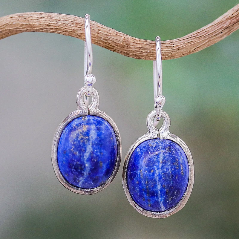 Simple Design Lapislazuli Ohrringe 925 Sterling Silber Designer Ohrringe für Damen Handgemachte Silber Ohrringe Schmuck Geschenke Artikel Geschenk für sie