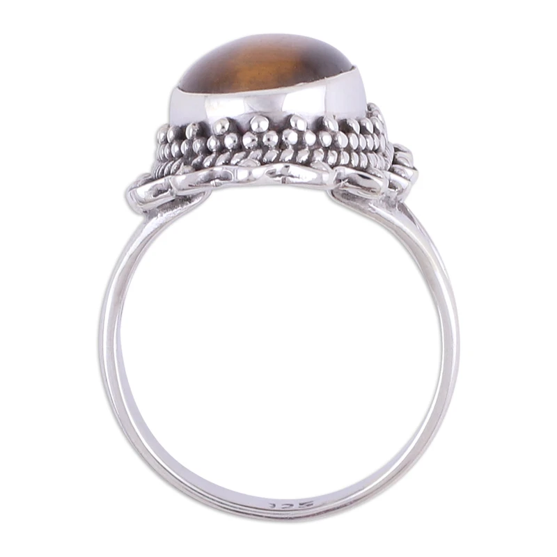 Handgefertigter Tigerauge-Ring „Balmy Evening“ aus 925er Sterlingsilber, Edelsteinring, Hochzeitsgeschenk, Ring für die Liebe, Valentinstagsgeschenk für sie