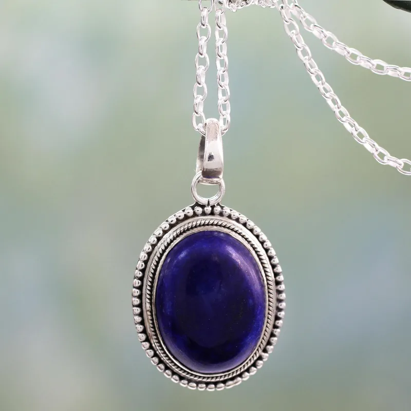 True Clarity Blauer Lapislazuli Halskette 925 Sterling Silber Lapislazuli Schmuck Handgemachter Schmuck Boho Halskette Geschenk für sie Valentinstagsgeschenk