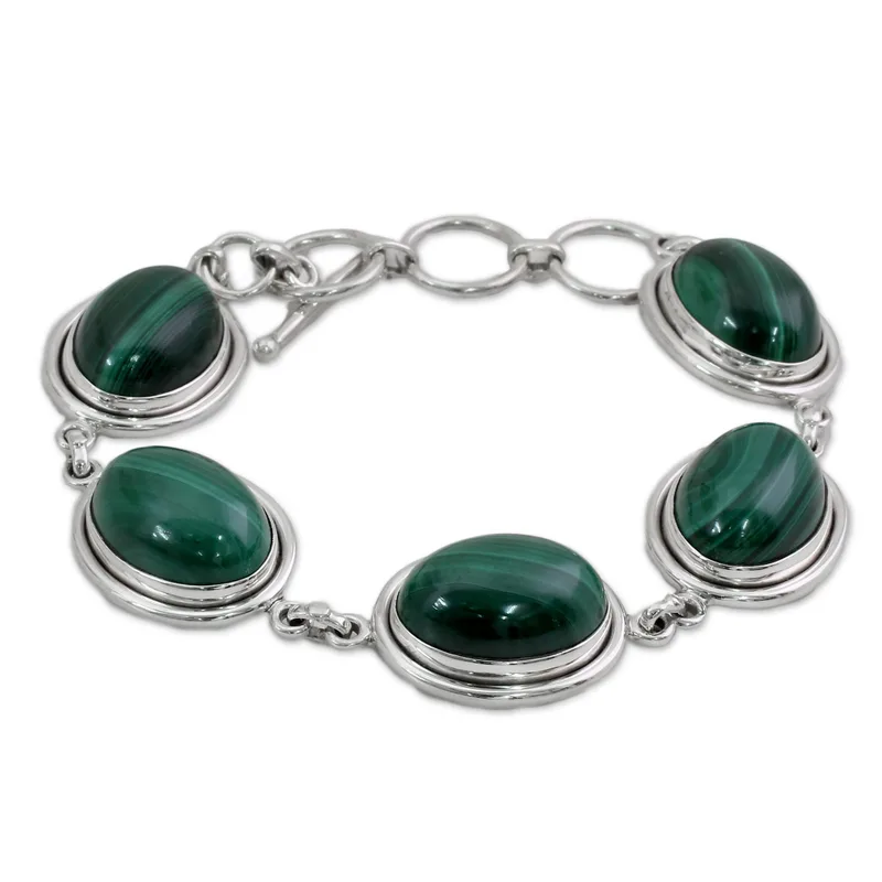 Handgefertigter Schmuck Sterling Silber Malachit Armband Bohème Schmuck Charmante Schmuckstücke Valentinstagsgeschenk für Sie
