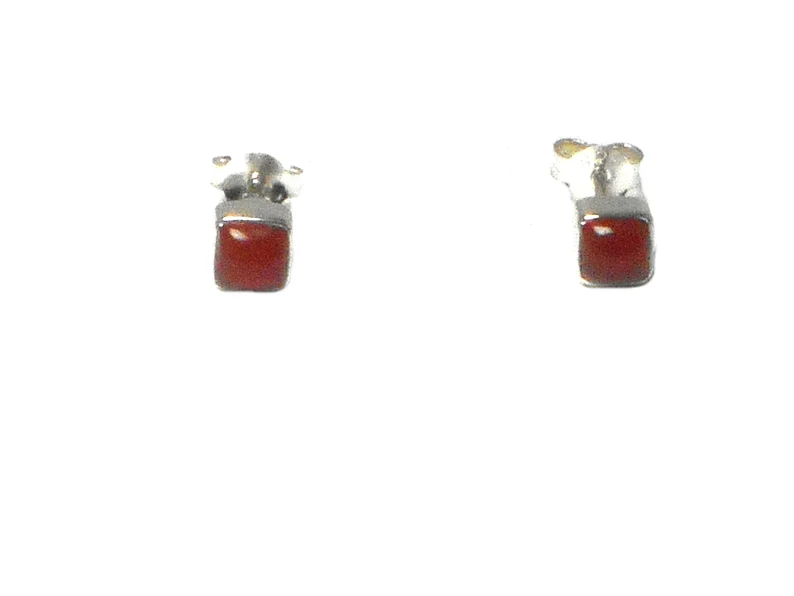 Ohrstecker mit quadratischem Karneol in Orange, aus 925er Sterlingsilber, Schmuck, Geburtstagsgeschenk, Ohrringe für die beste Freundin