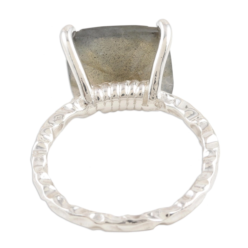 Square Labradorite Ring 925 Handmade Designer 925 Sterling Silver Gift For Her & Mom