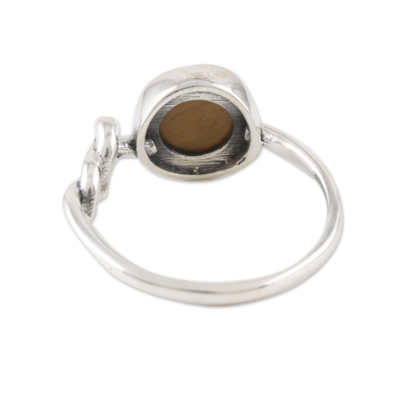 Handgefertigter Tigerauge-Knotenring 925 Sterling Silber Geschenk für sie
