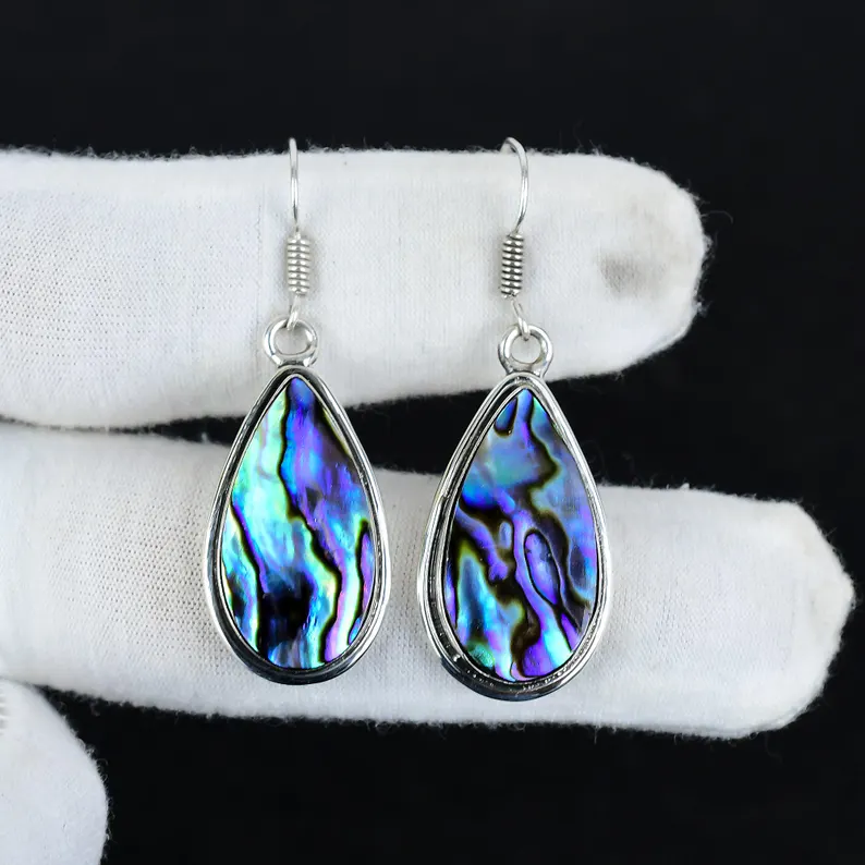 Abalone Muschel Ohrring Abalone Muschel Edelstein Ohrring Birnenform Edelstein Ohrring 925 Sterling Silber Ohrring Weihnachtsgeschenke Für Sie