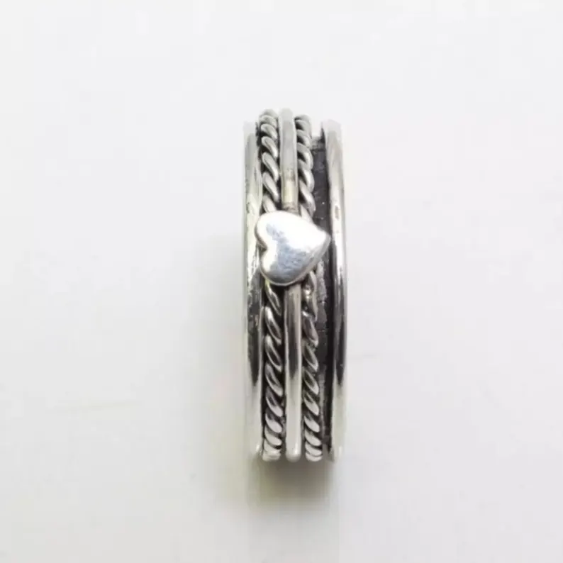 Herz Spinner Ring Angst Ring Fidget Ring Boho Ring Daumenring Sorgenring 925 Silber Ring Spinnring Damen Ring Geschenk für Sie